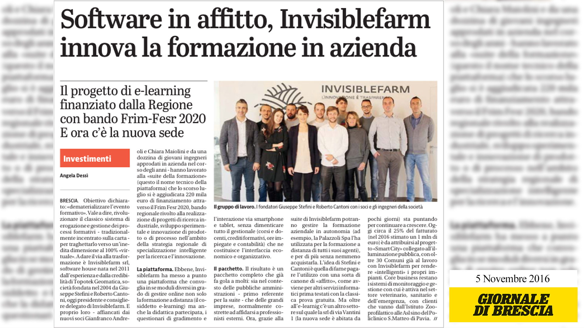 Suite della formazione sul Giornale di Brescia