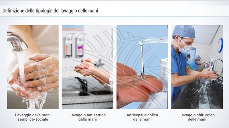 tipologie di lavaggio mani nel corso igiene delle mani